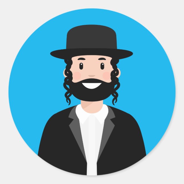 Jewish Man Classic Round Sticker (Vorderseite)