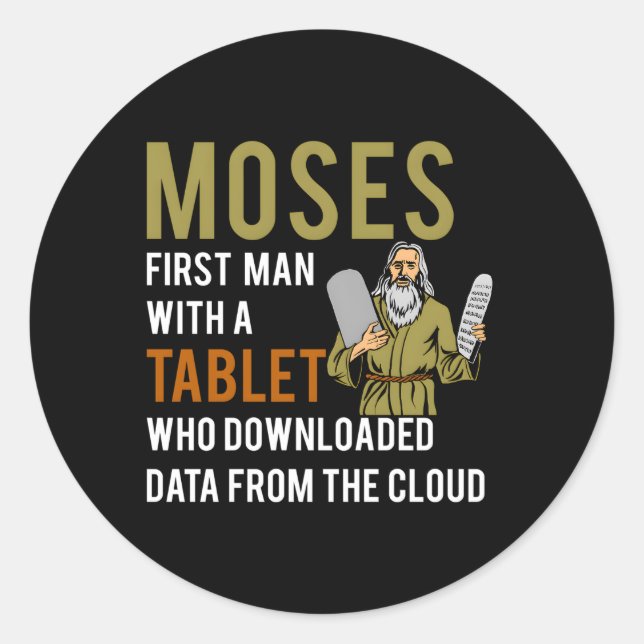 Jewish Passover Moses Tablet Data Cloud Computing Runder Aufkleber (Vorderseite)