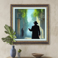Jewish Rabbi Walking in Jerusalem Street Art Print