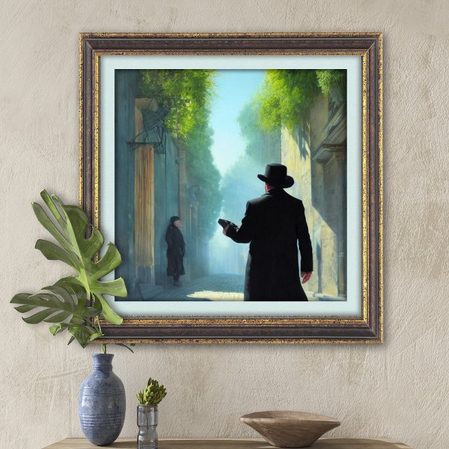 Jewish Rabbi Walking in Jerusalem Street Art Print Poster (Von Creator hochgeladen)