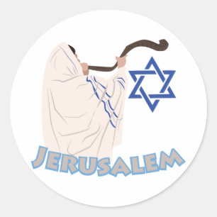 Jewish Shofar Runder Aufkleber