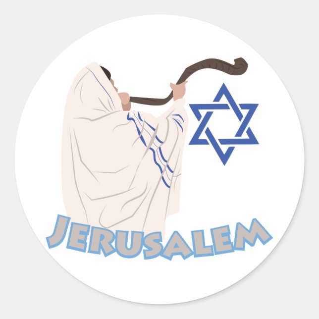 Jewish Shofar Runder Aufkleber (Vorderseite)