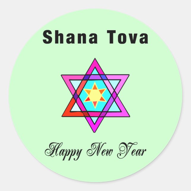 Jewish Star Shana Tova Runder Aufkleber (Vorderseite)