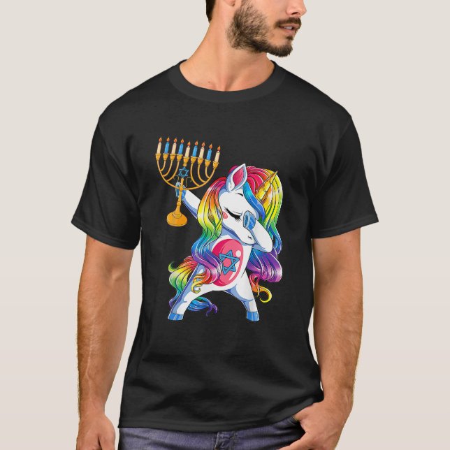 Jewnicorn Funny Hanukkah Unicorn Girl Women T-Shirt (Vorderseite)