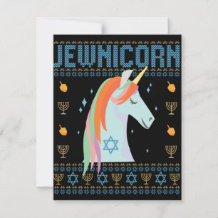 Jewnicorn Funny Hanukkah Unicorn Ugly Sweater Mitteilungskarte
