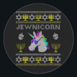 Jewnicorn Funny Jewish Unicorn Hanukkah Chanukah Runder Aufkleber<br><div class="desc">Jewnicorn Funny Jewish Unicorn Hanukkah Chanukah</div>