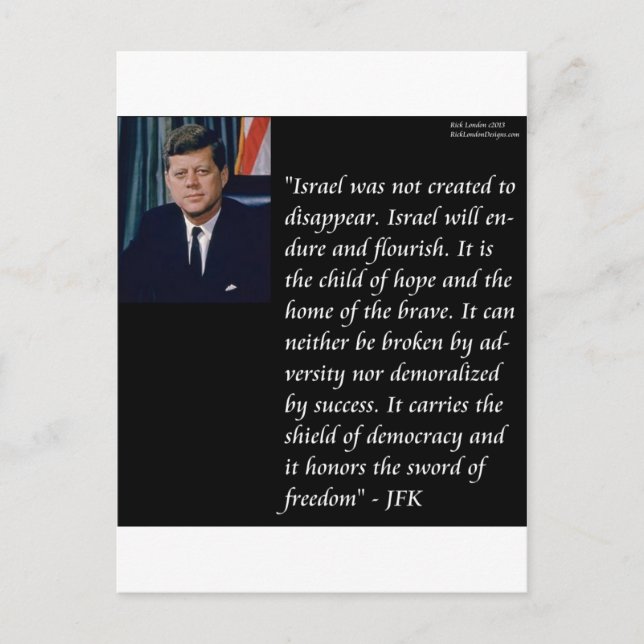JFK & Famous Zitat Re Israel Postkarte (Vorderseite)