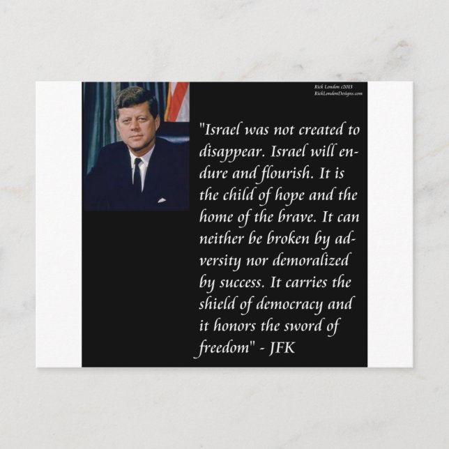 JFK & Famous Zitat Re Israel Postkarte (Vorderseite)