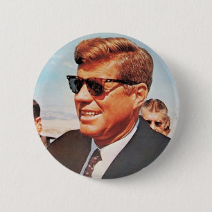 JFK in lebender Farbe Button
