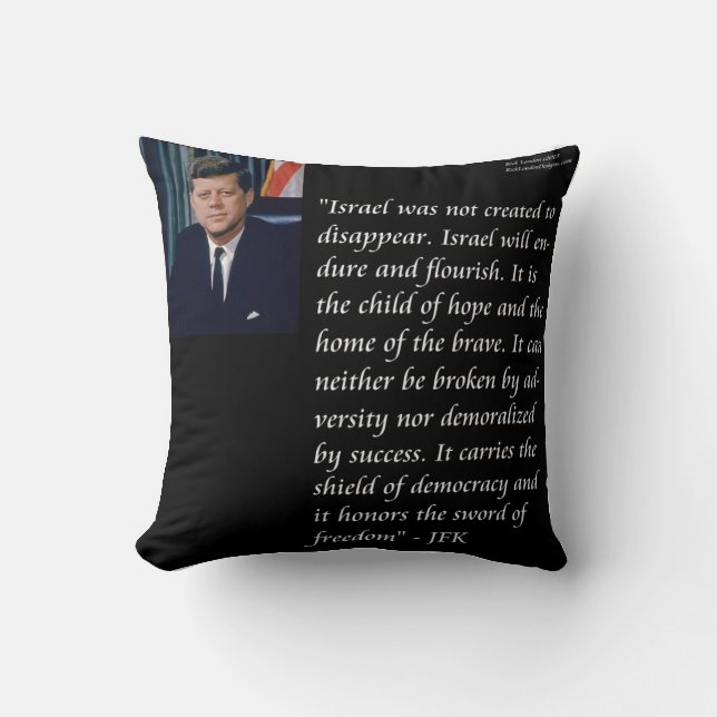 JFK und berühmtes Zitat über das israelische Baumw Kissen (Vorderseite)