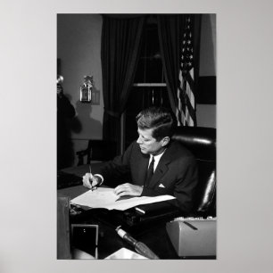 JFK, welches die Kuba-Quarantäne unterzeichnet Poster