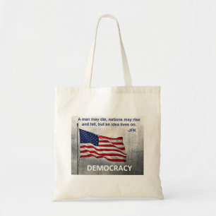 JFK Zitat Demokratie amerikanisches Flaggendesign Tragetasche