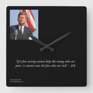 JFK & Zitat Wanduhr zum Sparen von Arm/Reich