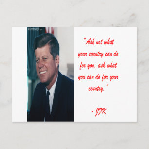 JFK & Zitiere nicht, was das Land für dich tun kan Postkarte
