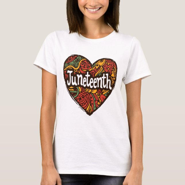 Jh. afrozentrische Muster Herz T-Shirt (Vorderseite)