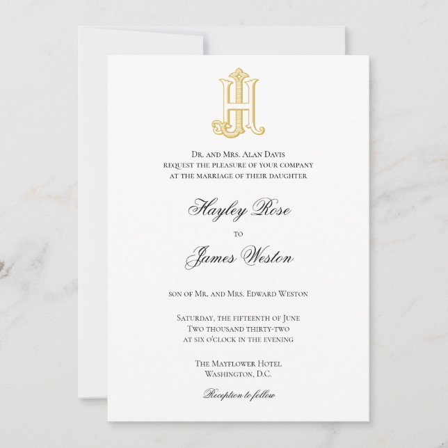 JH Monogramme ou HJ Monogramme Invitations de mari (Devant)
