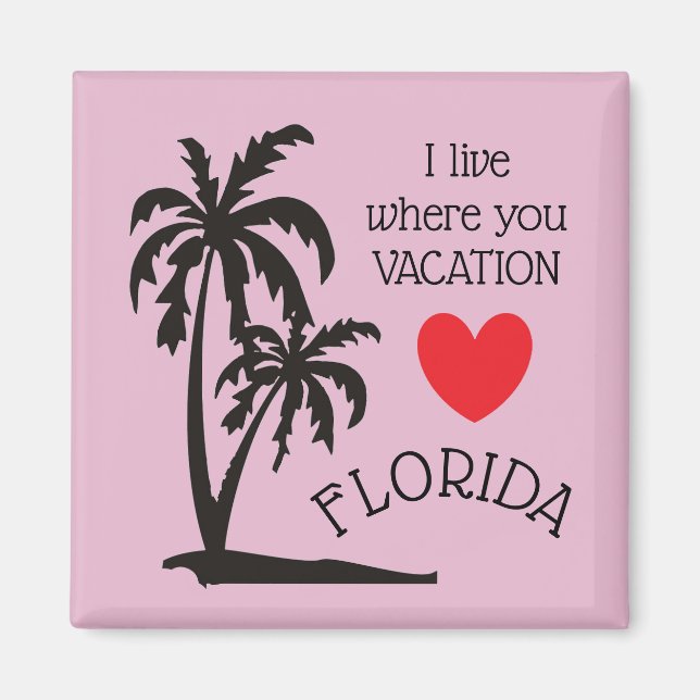 J'habite là où tu vacances Floride aimant palmier (Devant)