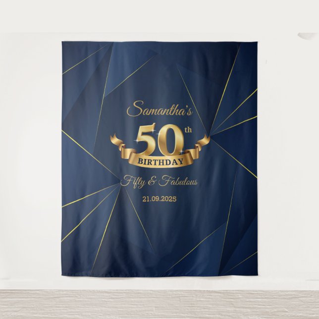 Jhd.-Kulisse für Navy und Gold Wandteppich (Vorderseite)