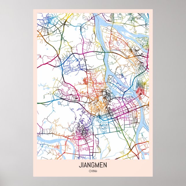 Jiangmen China Stadtplan Poster (Vorne)