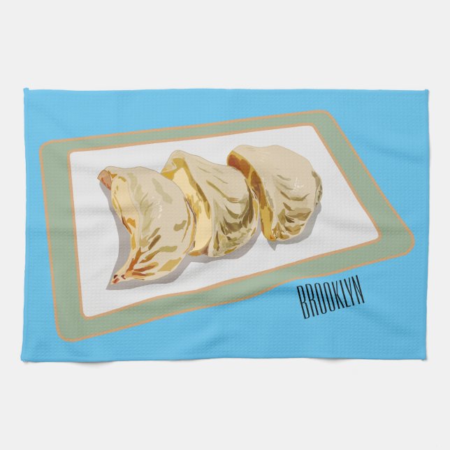 Jiaozi/Chinesische Knödel Cartoon Illustration Geschirrtuch (Horizontal)