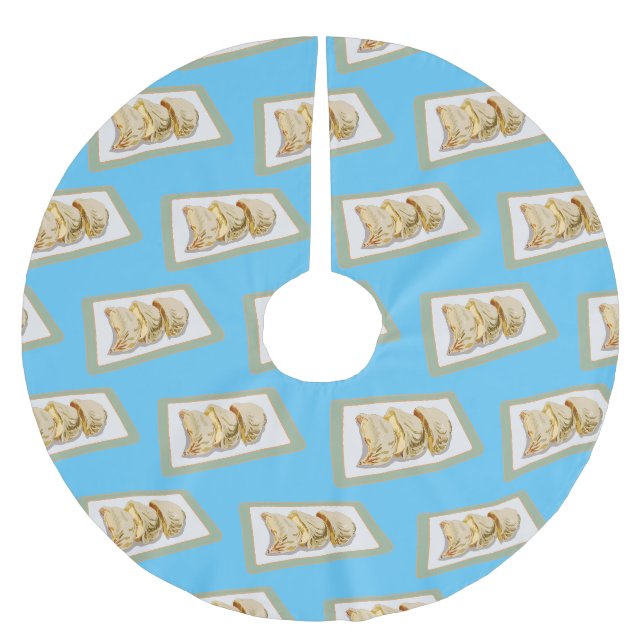 Jiaozi/Chinesische Knödel Cartoon Illustration Polyester Weihnachtsbaumdecke (Vorderseite)