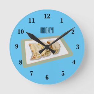 Jiaozi/Chinesische Knödel Cartoon Illustration Runde Wanduhr