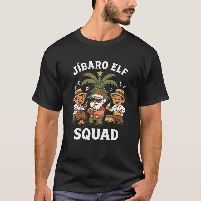 Jibaro Elf Squad Funny Boricua Xmas Swea T-Shirt (Vorderseite)