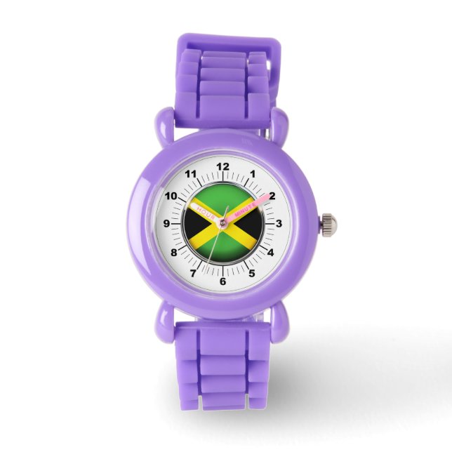 Jid's Jamaica Flag Red Glitzer Strap Watch Armbanduhr (Vorderseite)
