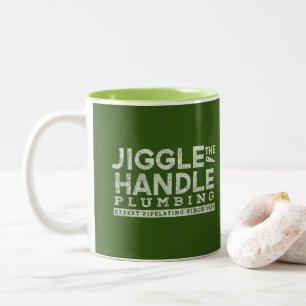 Jiggle den Griff, der die weiße GFX einsteckt Zweifarbige Tasse