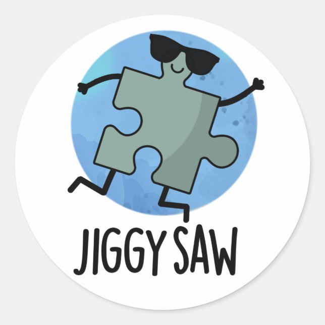 Jiggy Saw Funny Dancing Jigsaw Puzzle Puzzle Puzzl Runder Aufkleber (Vorderseite)