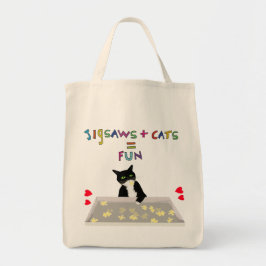 Jigsägen und Katzen machen Spaß Tragetasche