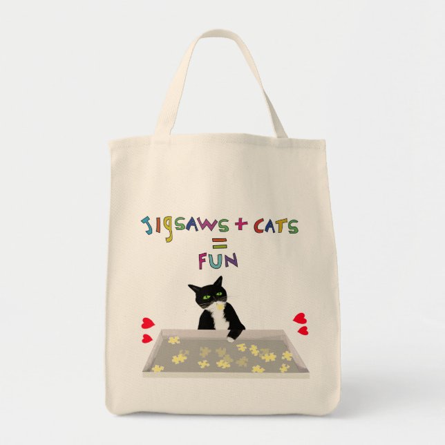 Jigsägen und Katzen machen Spaß Tragetasche (Vorne)