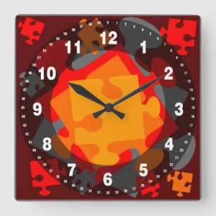 Jigsaw Jumble Quadratische Wanduhr