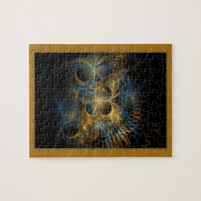 Jigsaw-Puzzle aus dem Fraktal Blau und Gold (Horizontal)
