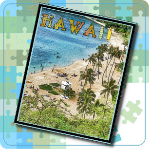 JIGSAW PUZZLE - Colorée Hawaii Travel Poster