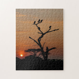 Jigsaw-Puzzle der Silhouette von Vultures in Tree