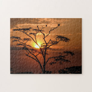 Jigsaw-Puzzle der Silhouette von Vultures in Tree