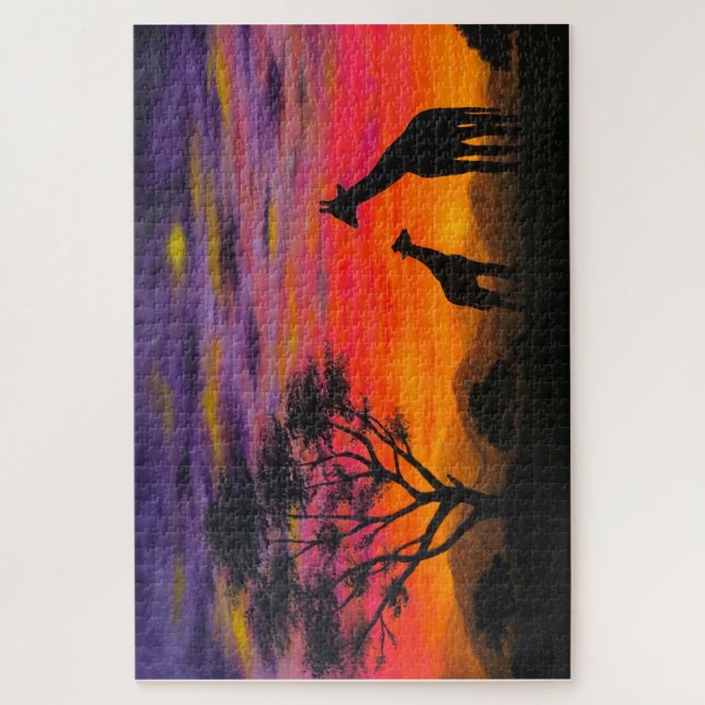 Jigsaw Puzzle - "Giraffe Sunset" (Vertikal)