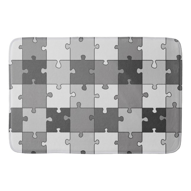 Jigsaw Puzzle Gray Tones Badematte (Vorderseite)