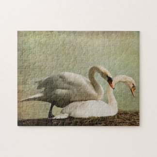 JIGSAW PUZZLE-NESTING SWANS