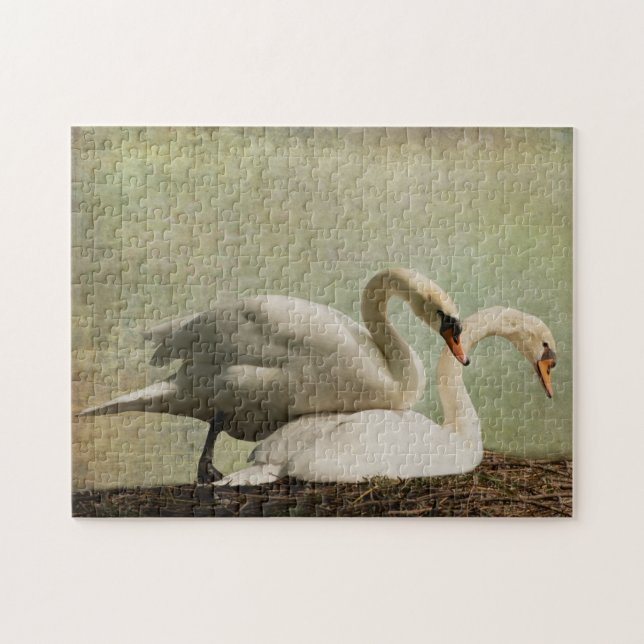 JIGSAW PUZZLE-NESTING SWANS (Horizontal)