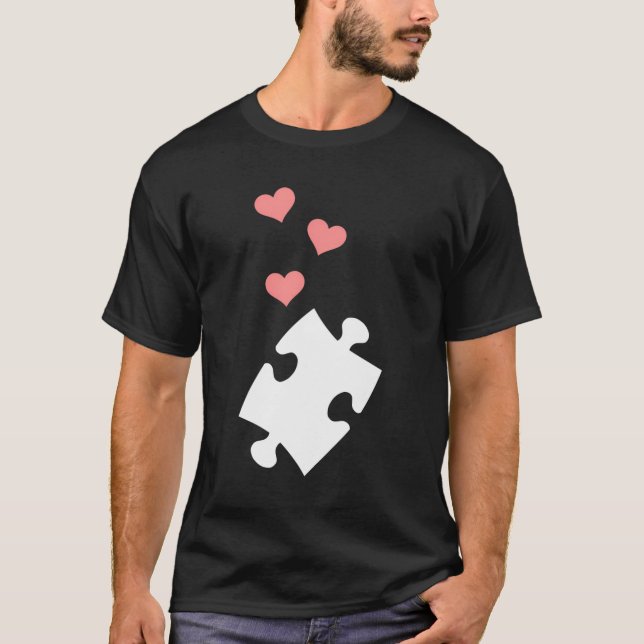 Jigsaw Puzzle Piece Hearts T-Shirt (Vorderseite)