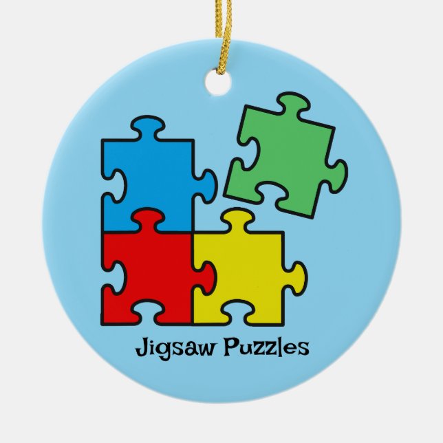 Jigsaw Puzzle Pieces Design Keramik Ornament (Vorne)