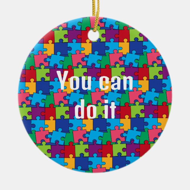 Jigsaw Puzzle Pieces Keramik Ornament (Vorne)