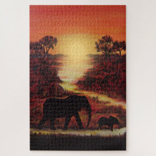 Jigsaw Puzzle Puzzle Puzzle of Elephant and her ve