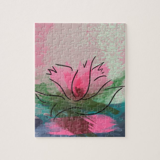 Jigsaw Puzzle, rosa Blume Malerei (Vertikal)