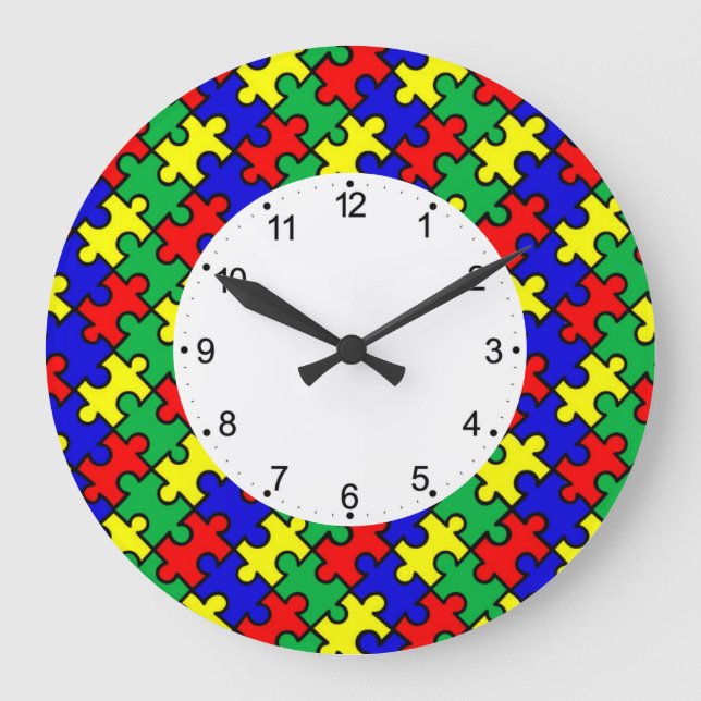 Jigsaw Puzzle Seamless Pattern-22675 Große Wanduhr (Vorderseite)