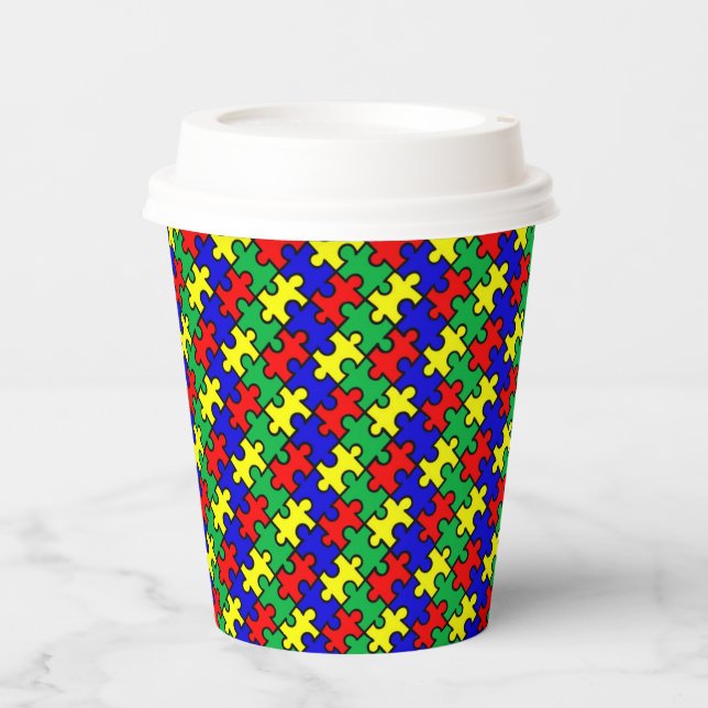 Jigsaw Puzzle Seamless Pattern-22675 Pappbecher (Vorderseite)