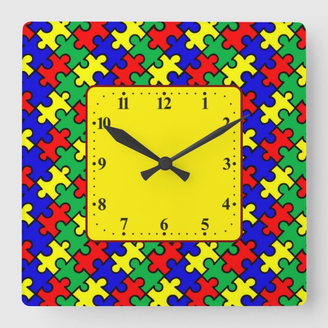 Jigsaw Puzzle Seamless Pattern-22675 Quadratische Wanduhr (Vorderseite)