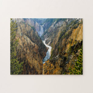 Jigsaws Yellowstone River Waterfall Wyoming.
